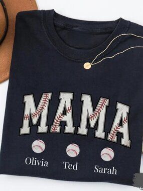 Baseball Custom Mama Shirt, Baseball Mom Tee, Gift For Mothers Day